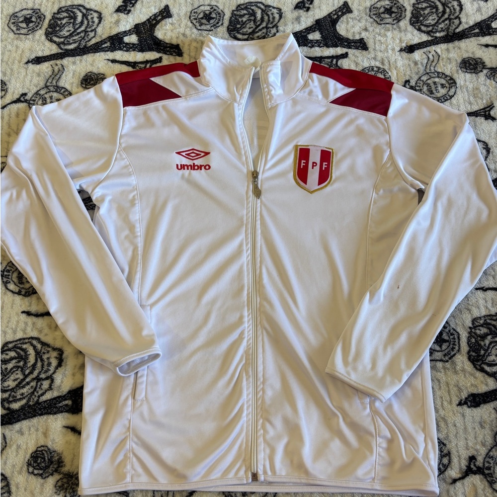 Umbro Peru FPF Anthem Walkout Zip Up White Home Jacket Womens Medium